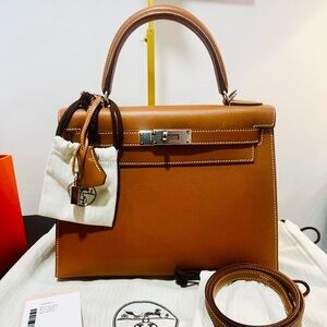 Authentic Hermès Kelly 28 Sellier Brown Madame PHW